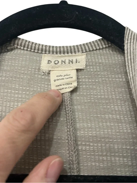 Anthro Donni OS Plus Beige Duster Cardigan Coastal Minimalist Lounge Pockets - Picture 6 of 10